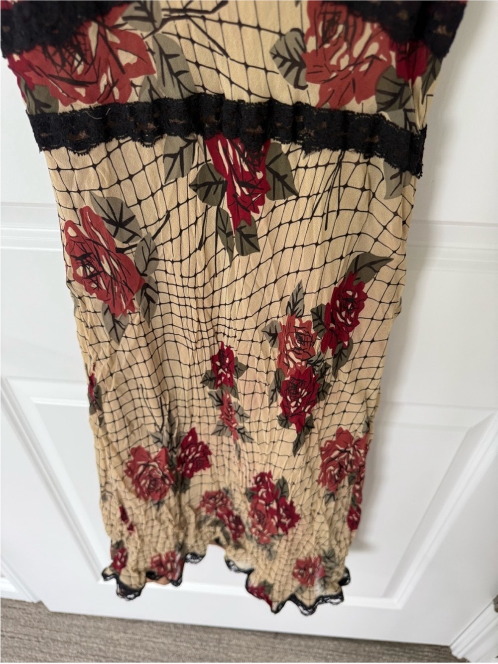 Laundry By Shelli Segal Y2K Vintage Silk Floral Lace Dress - Picture 3 of 11